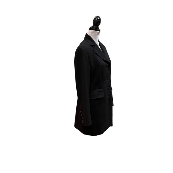 Dalia black minimalist contemporary button front classic trench coat size 10 - Picture 3 of 13